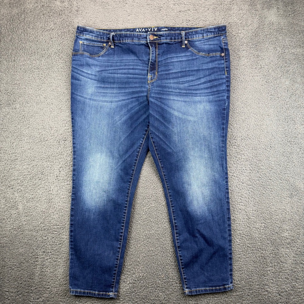 AVA & VIV‎ Womens Plus Size 22W Blue Denim Jegging Jeans Power Stretch